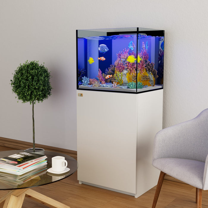 Aqua Dream 50 Gallon Reef Tank Aquarium Ultra Clear Glass & Built in Sump - White