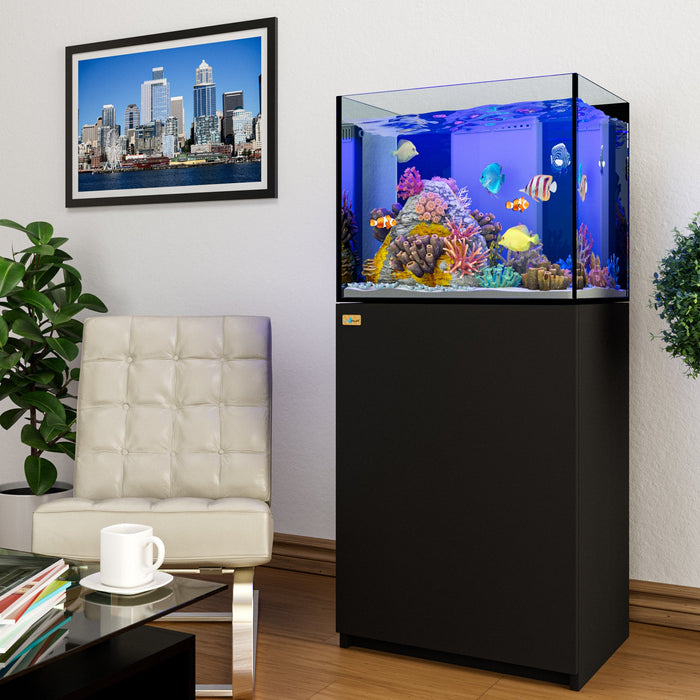 Aqua Dream 50 Gallon Coral Reef Aquarium: Ultra Clear Glass Tank with Sump - Black