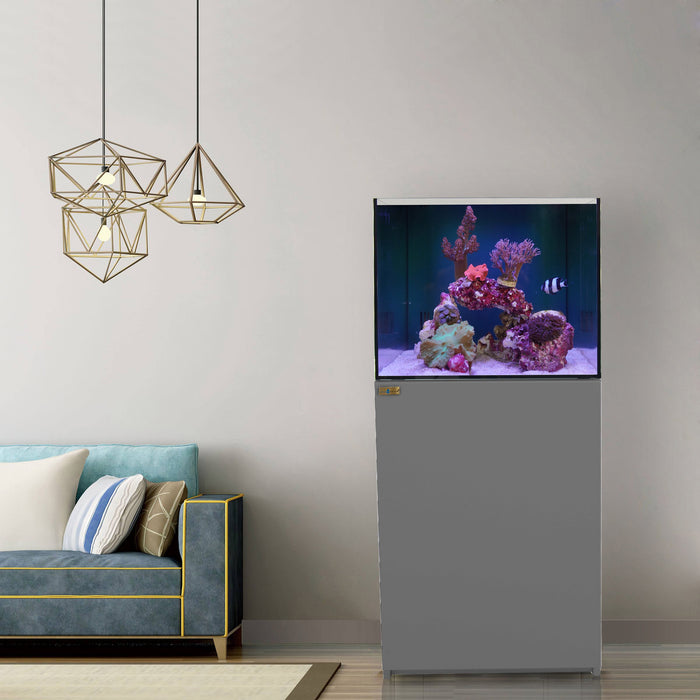 Aqua Dream Coral Reef 90 Gallon Aquarium Ultra Clear Glass Tank & Built in Sump - Silver