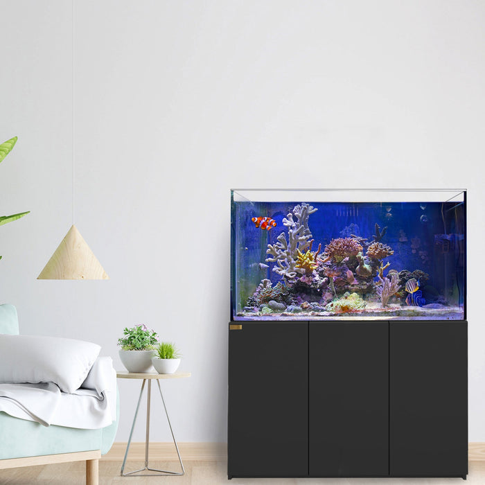 Aqua Dream 220 Gallon Coral Reef Aquarium Ultra Clear Glass Tank & Built in Sump - Black