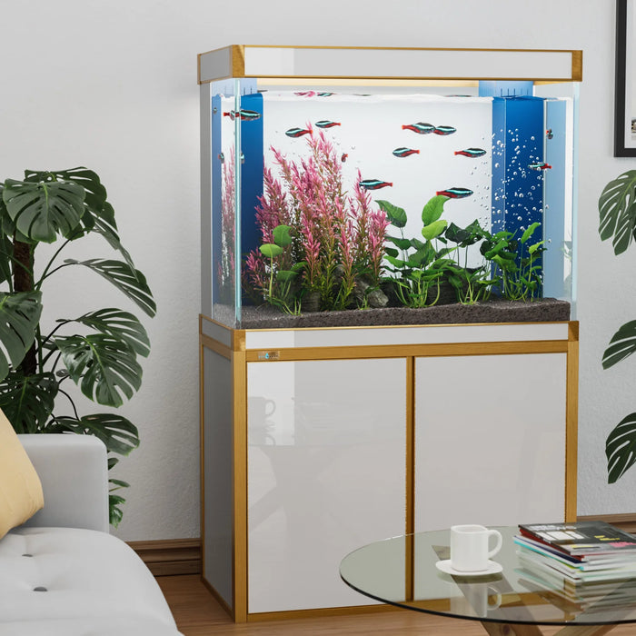 Aqua Dream 100 Gallon Aquarium – White & Gold Tempered Glass