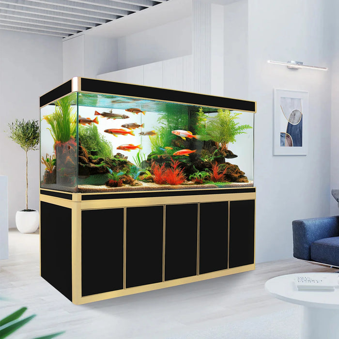 Aqua Dream 400 Gallon Tempered Glass Aquarium - Black and Gold