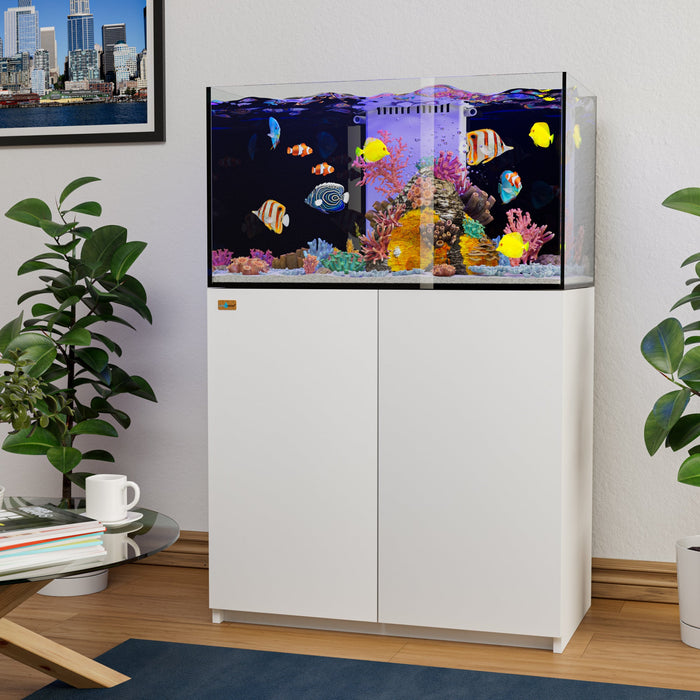 Aqua Dream 100 Gallon Coral Reef Aquarium Ultra Clear Glass Tank & Built in Sump - White