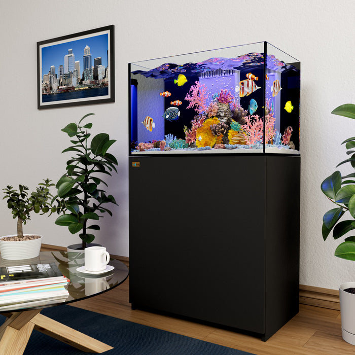 Aqua Dream Coral Reef Aquarium 90 Gallon Ultra Clear Glass Tank & Built in Sump - Black