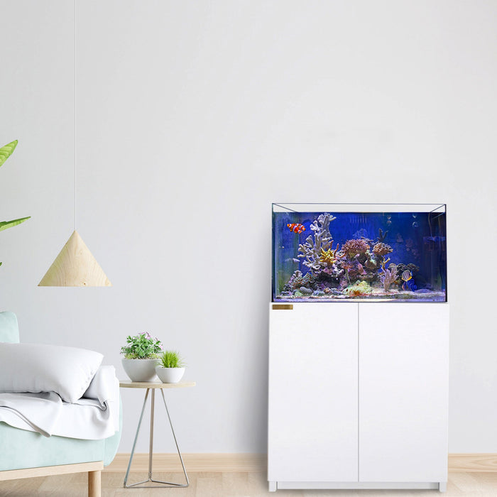 Aqua Dream 115 Gallon Coral Reef Aquarium: Ultra Clear Glass & Built-In Sump - White