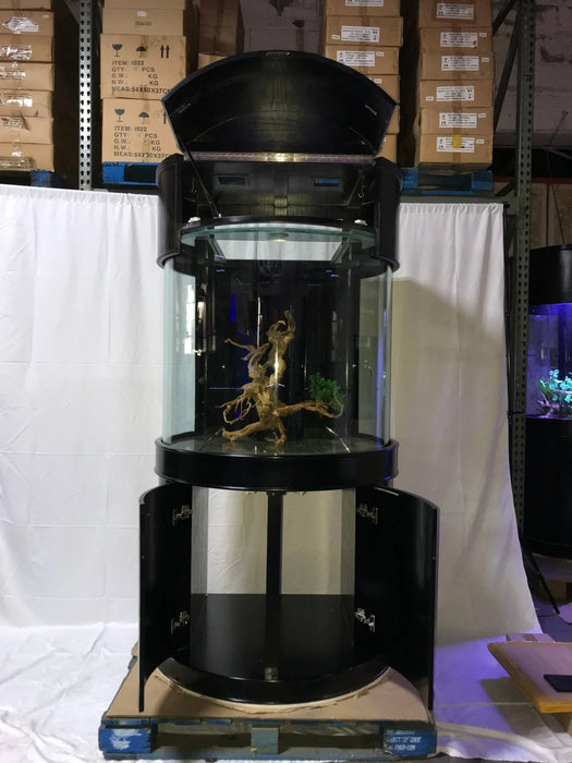 AQUA VIM 90 Gallon 3/4 Cylinder Glass Reef-Ready Aquarium Set in Abyss Black