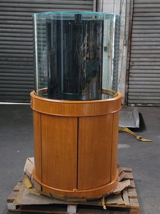 AQUA VIM 90g 3/4 Cylinder Glass Reef-Ready Aquarium in Golden Oak