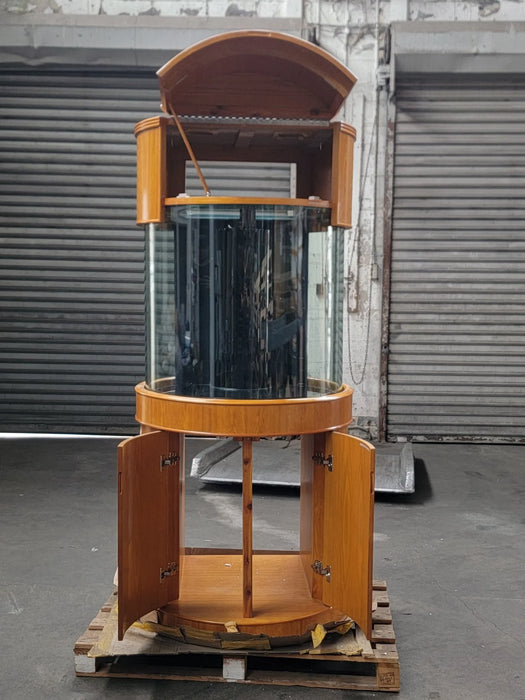 AQUA VIM 90g 3/4 Cylinder Glass Reef-Ready Aquarium in Golden Oak