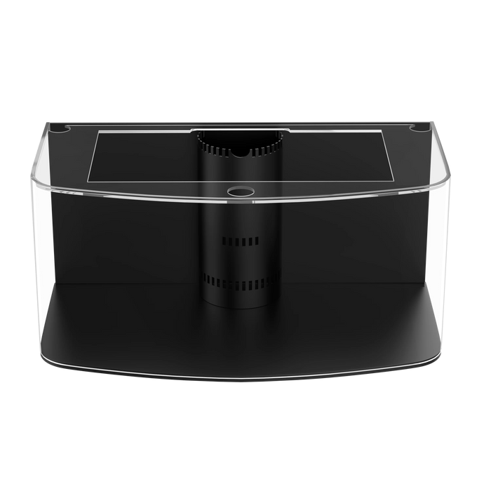 AQUA VIM 130g Seamless Glass Bowfront Reef-Ready Aquarium Set in Unstained Wood Furniture